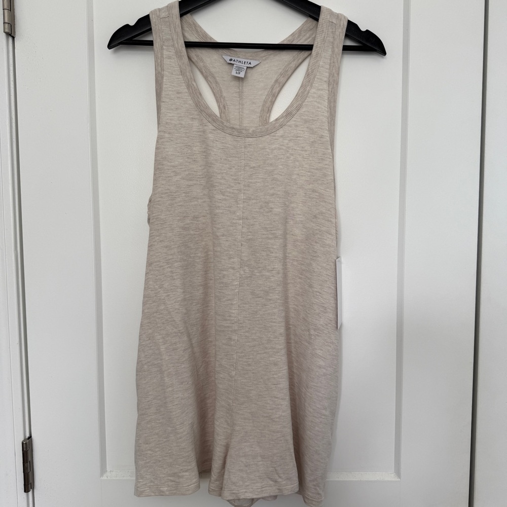 NWT Athleta Hit Pause Sleeveless Racerback Romper in Toasted Heather Brown LP